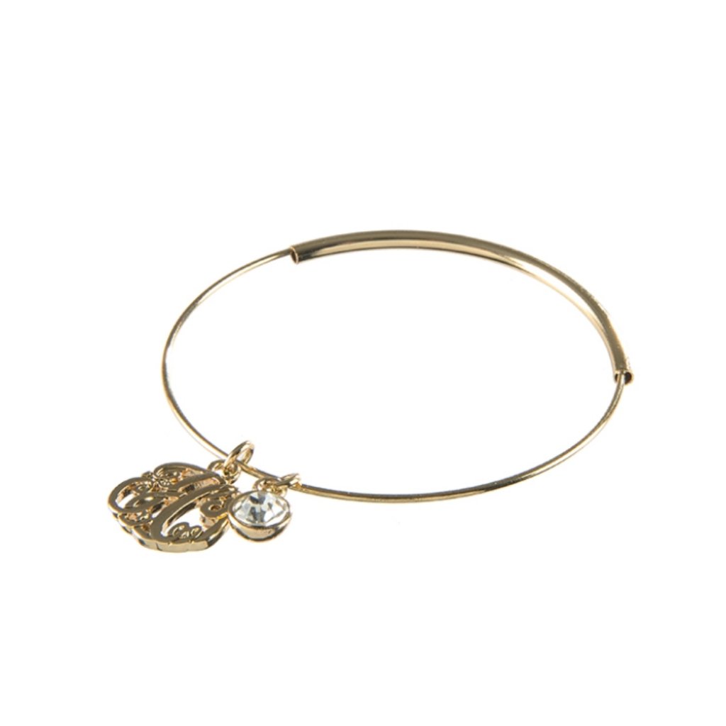 Adjustable Bangle Initial "H" Bracelet
